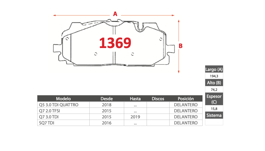 Pastilla de Freno GTX GOLD CERAMIC Audi (Q5, Q7, SQ7)