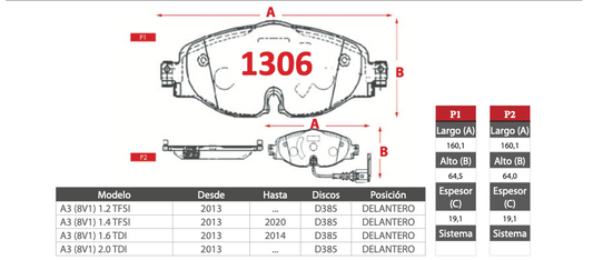 Pastilla de Freno PM Audi (A3)
