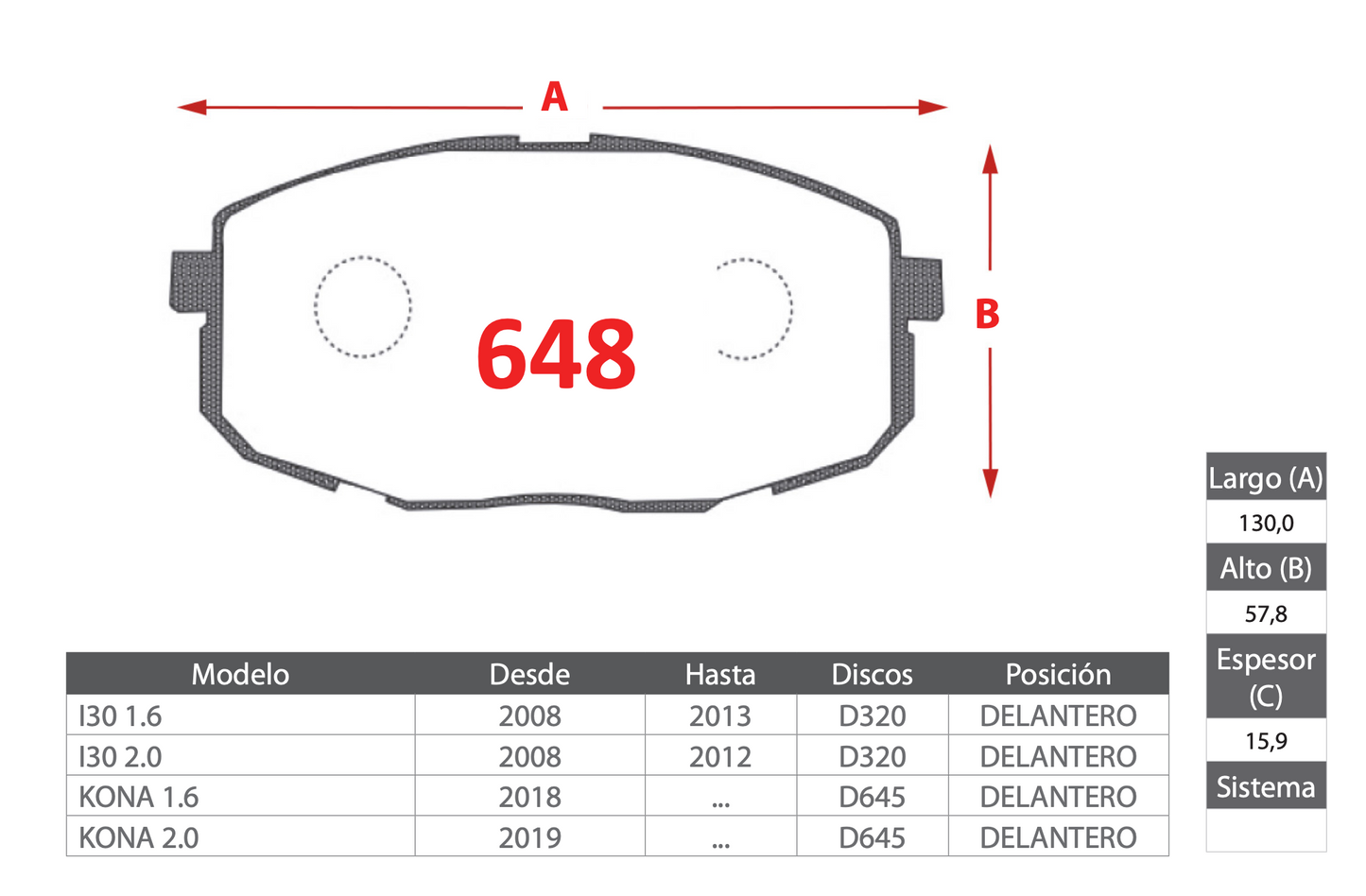 Pastilla de Freno Hyundai (I30, Kona) Delantero - PM