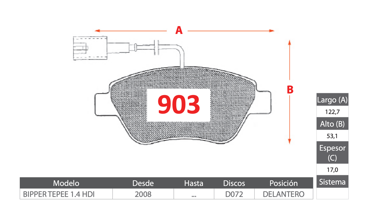 Pastilla de Freno Peugeot (Bipper Tepee) Delantero - BREMBO