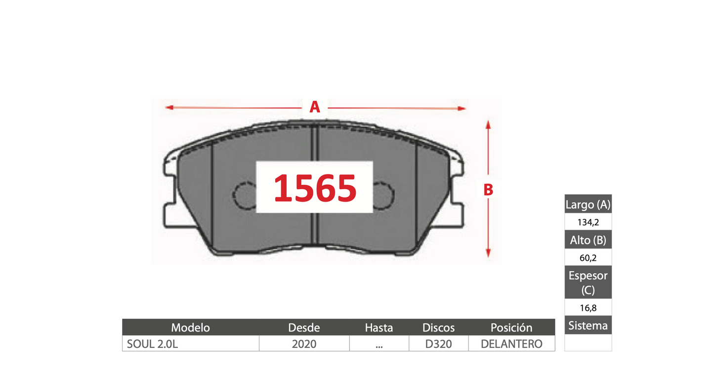 Pastilla de Freno GTX Kia (Soul 2.0L)