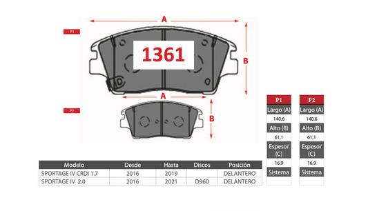 Pastilla de Freno PM Kia (Sportage IV)