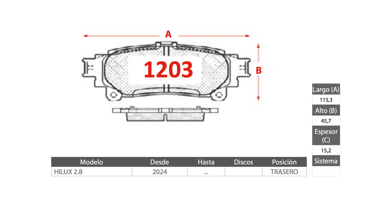 Pastilla de Freno GTX Toyota (Hilux) - Trasero