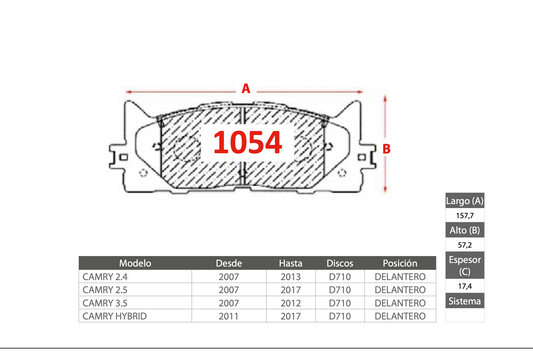 Pastilla de Freno PM Toyota (Camry, Camry Hybrid)
