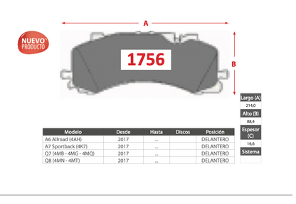 Pastilla de Freno BREMBO Audi A6/A7/Q7/Q8