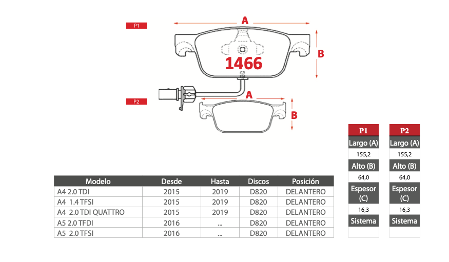 Pastilla de Freno GTX GOLD CERAMIC Audi (A4, A5)