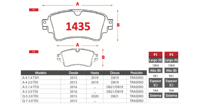 Pastilla de Freno BREMBO Audi (A-4, A-5, Q-5, Q-7) - Trasero