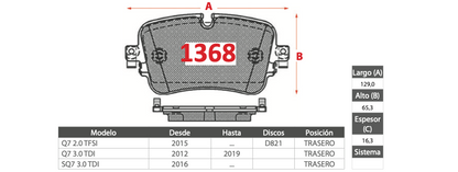 Pastilla de Freno BREMBO Audi (Q7, SQ7) - Trasero