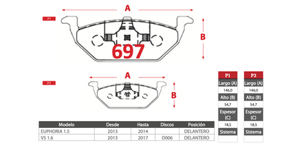 Pastilla de Freno GTX GOLD CERAMIC BRILLIANCE (EUPHORIA, V5)