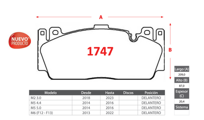 Pastilla de Freno BREMBO BMW M2/M5/M6