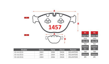 Pastilla de Freno AP BMW X5 (E53) 4.4/4.6/4.8