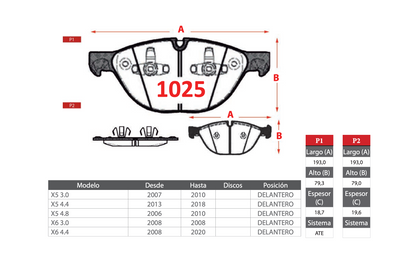 Pastilla de Freno BREMBO BMW X5/X6 (3.0/4.4/4.8)
