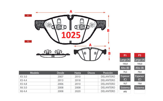 Pastilla de Freno BREMBO BMW X5/X6 (3.0/4.4/4.8)