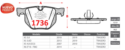 Pastilla de Freno BREMBO BMW (X5/X6) Trasero