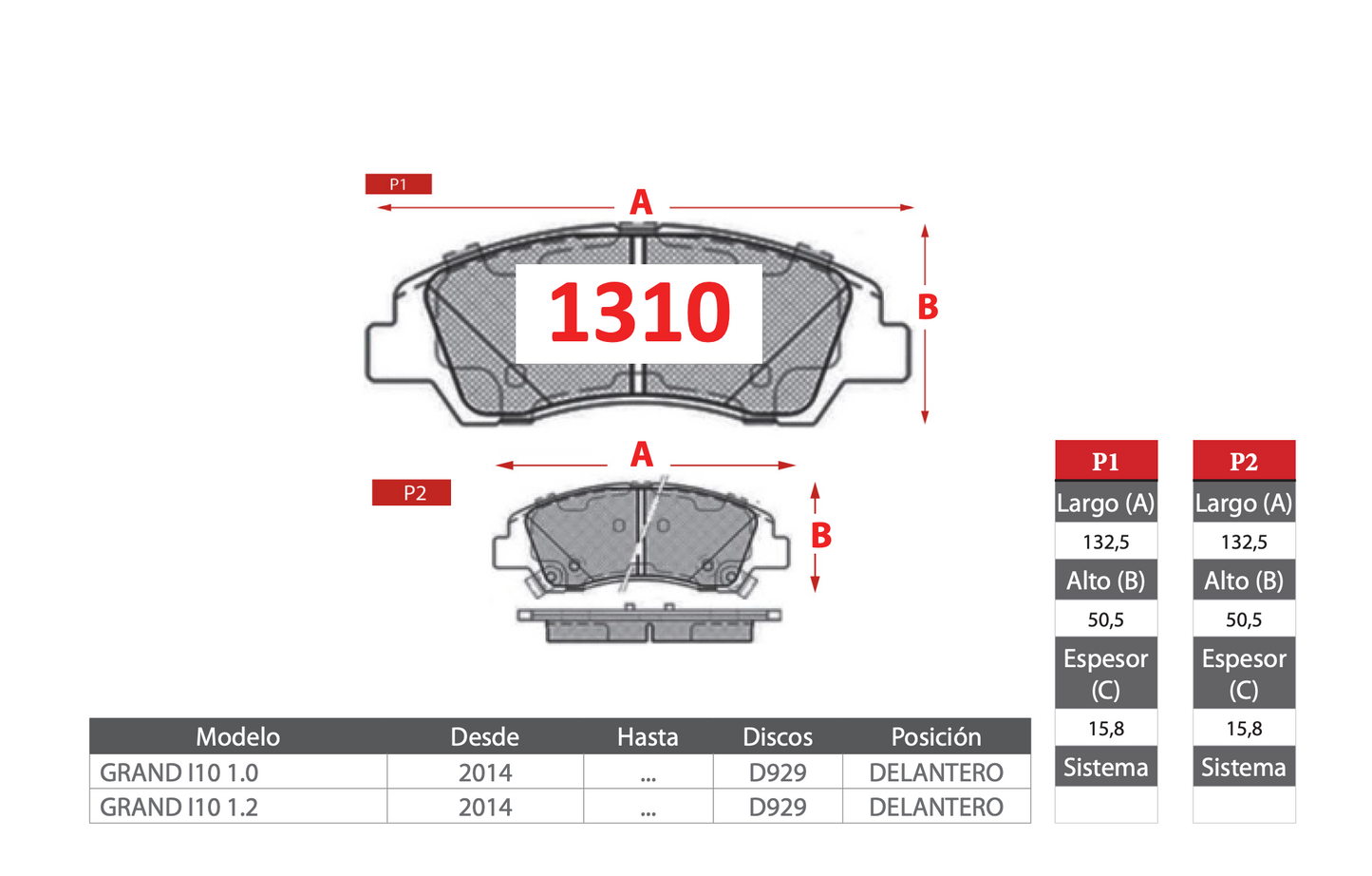 Pastilla de Freno Hyundai (Grand I10) Delantero - AP