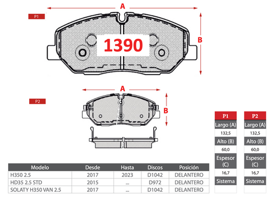 Pastilla de Freno Hyundai (H350, HD35, Solaty) Delantero - BREMBO