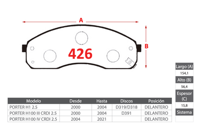 Pastilla de Freno Hyundai (Porter H1, H100) Delantero - GTX